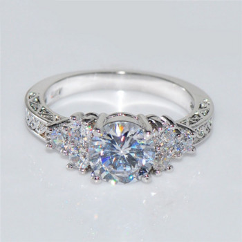 Εκλεκτά μοδάτα ασημένια δαχτυλίδια αρραβώνων για γυναίκες μόδα Δαχτυλίδι με λευκές πέτρες ζιργκόν Επετειακό νυφικό κοσμήματα γάμου