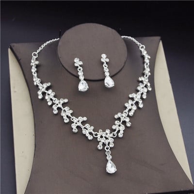 Seturi de bijuterii de mireasa din cristal coreean pentru femei Moda diademe Cercei Colier Coroana Mireasa Nunta Set de bijuterii Dubai Accesorii