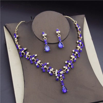 Seturi de bijuterii de mireasa din cristal coreean pentru femei Moda diademe Cercei Colier Coroana Mireasa Nunta Set de bijuterii Dubai Accesorii