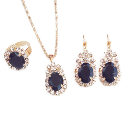 Water Drop Λευκό Μπλε Κόκκινο Μωβ Μαύρα στρας Σετ κοσμημάτων για γυναίκες Κρεμαστό/κολιέ/Σκουλαρίκια/δαχτυλίδια