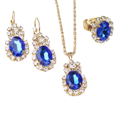 Water Drop Λευκό Μπλε Κόκκινο Μωβ Μαύρα στρας Σετ κοσμημάτων για γυναίκες Κρεμαστό/κολιέ/Σκουλαρίκια/δαχτυλίδια