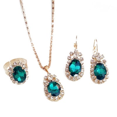 Water Drop Λευκό Μπλε Κόκκινο Μωβ Μαύρα στρας Σετ κοσμημάτων για γυναίκες Κρεμαστό/κολιέ/Σκουλαρίκια/δαχτυλίδια