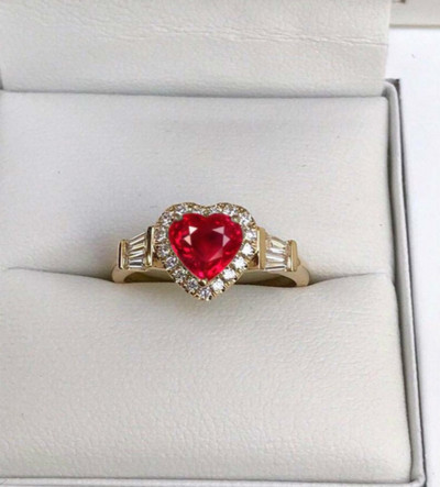 Inel elegant cu inimă de aur de culoare nobilă pentru femei, cu incrustație de modă, pietre de zircon alb, inele de nuntă, bijuterii de logodnă de mireasă