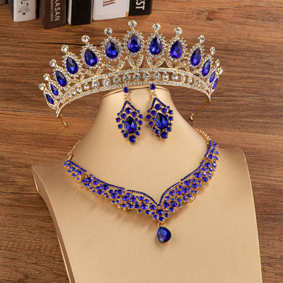 KMVEXO, auriu, verde, accesorii pentru cap de mireasa, diademe cu strasuri, coroane pentru concurs, caciula pentru nunta, cercei, colier, seturi de bijuterii
