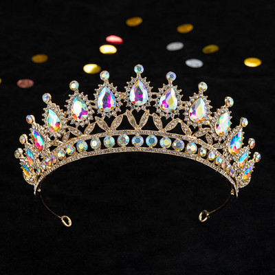 KMVEXO, auriu, verde, accesorii pentru cap de mireasa, diademe cu strasuri, coroane pentru concurs, caciula pentru nunta, cercei, colier, seturi de bijuterii