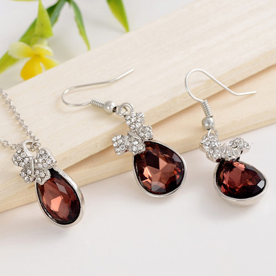 Хезиод Дамски австрийски кристал Луксозни комплекти бижута от кристали Колиета Комплекти обеци