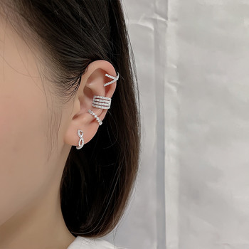 1 τμχ Crystal Korean Wave Clip Ear Cuff Clip σε σκουλαρίκια για γυναίκες χωρίς τρύπημα Μη τρυπημένα κοσμήματα Hot