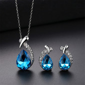 Design de lux Coadă de sirenă Zircon Colier cu pandantiv de cristal Set de cercei rafinat Bijuterii de nuntă de mireasă Cadouri de aniversare