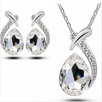 Design de lux Coadă de sirenă Zircon Colier cu pandantiv de cristal Set de cercei rafinat Bijuterii de nuntă de mireasă Cadouri de aniversare