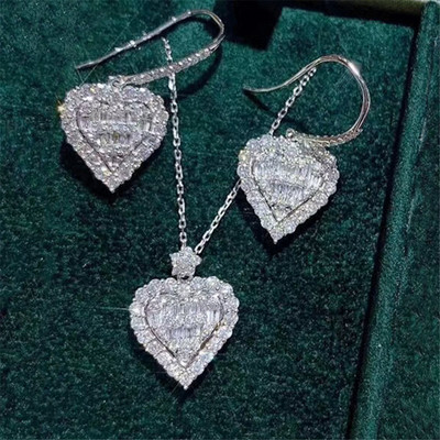 Design de lux Coadă de sirenă Zircon Colier cu pandantiv de cristal Set de cercei rafinat Bijuterii de nuntă de mireasă Cadouri de aniversare