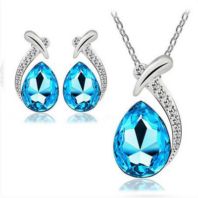 Design de lux Coadă de sirenă Zircon Colier cu pandantiv de cristal Set de cercei rafinat Bijuterii de nuntă de mireasă Cadouri de aniversare