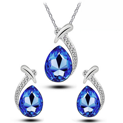 Design de lux Coadă de sirenă Zircon Colier cu pandantiv de cristal Set de cercei rafinat Bijuterii de nuntă de mireasă Cadouri de aniversare
