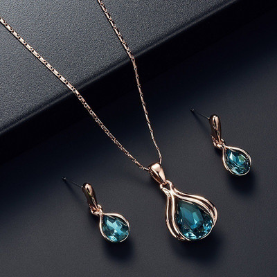 Design de lux Coadă de sirenă Zircon Colier cu pandantiv de cristal Set de cercei rafinat Bijuterii de nuntă de mireasă Cadouri de aniversare