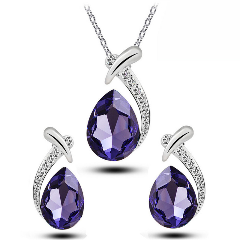 Design de lux Coadă de sirenă Zircon Colier cu pandantiv de cristal Set de cercei rafinat Bijuterii de nuntă de mireasă Cadouri de aniversare