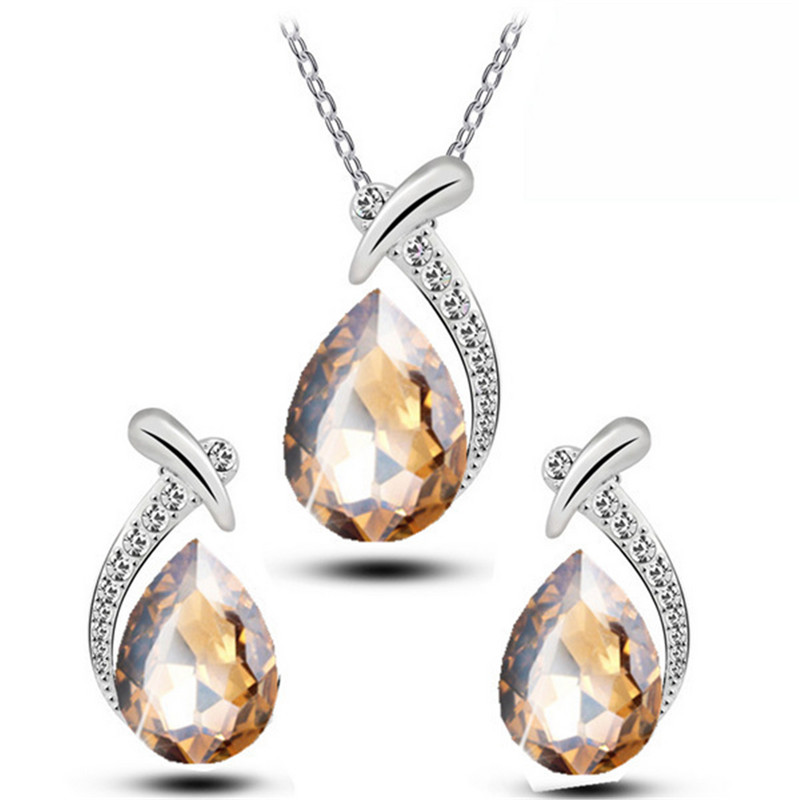 Design de lux Coadă de sirenă Zircon Colier cu pandantiv de cristal Set de cercei rafinat Bijuterii de nuntă de mireasă Cadouri de aniversare