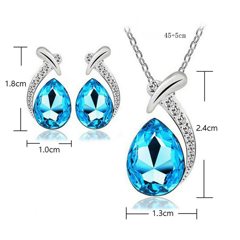 Design de lux Coadă de sirenă Zircon Colier cu pandantiv de cristal Set de cercei rafinat Bijuterii de nuntă de mireasă Cadouri de aniversare