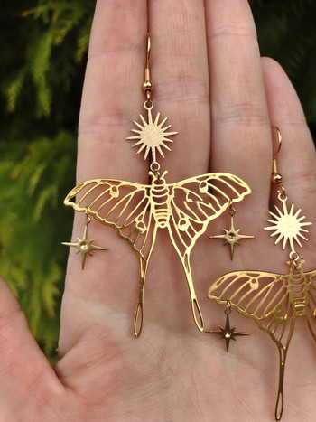 Stars Sun Earrings, Gold Color Jewelry, Dazzling Star, Bohemia Earrings, Butterfly Earrings, Butterfly Earrings Υποαλλεργικά