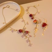 Moda coreeană, floare nemuritoare, coliere cu perle, brățară, cercei, coliere noi pentru claviculă, seturi de bijuterii pentru femei