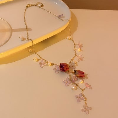 Moda coreeană, floare nemuritoare, coliere cu perle, brățară, cercei, coliere noi pentru claviculă, seturi de bijuterii pentru femei