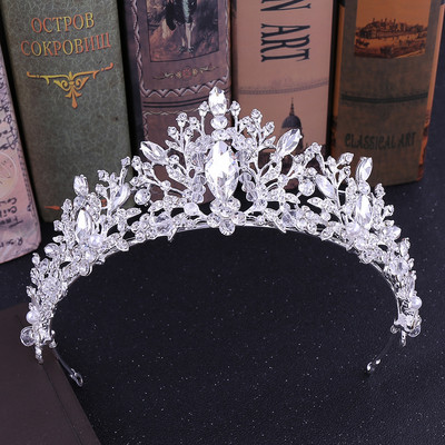 KMVEXO Seturi de bijuterii de mireasă de lux cu inimă de cristal pentru nuntă, coroană cu strasuri, cercei cu tiara, colier, set de bijuterii din margele africane