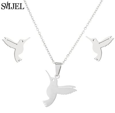 Auksiniai nerūdijančio plieno papuošalų rinkiniai moterims 2022 m. mados papuošalai Koala Daisy Hummingbird karoliai Kryžiaus paprasti auskarai Brinco