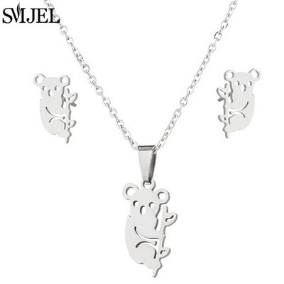 Auksiniai nerūdijančio plieno papuošalų rinkiniai moterims 2022 m. mados papuošalai Koala Daisy Hummingbird karoliai Kryžiaus paprasti auskarai Brinco