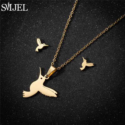 Auksiniai nerūdijančio plieno papuošalų rinkiniai moterims 2022 m. mados papuošalai Koala Daisy Hummingbird karoliai Kryžiaus paprasti auskarai Brinco