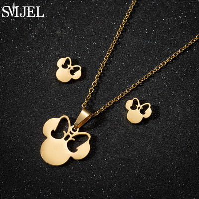 Auksiniai nerūdijančio plieno papuošalų rinkiniai moterims 2022 m. mados papuošalai Koala Daisy Hummingbird karoliai Kryžiaus paprasti auskarai Brinco