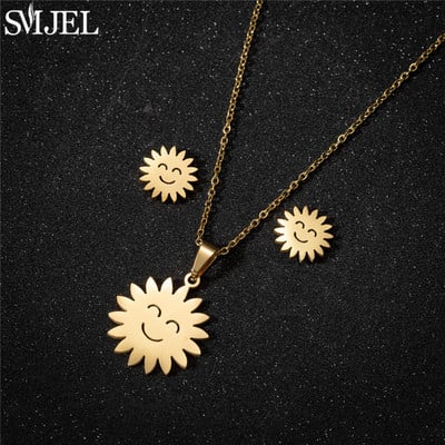 Auksiniai nerūdijančio plieno papuošalų rinkiniai moterims 2022 m. mados papuošalai Koala Daisy Hummingbird karoliai Kryžiaus paprasti auskarai Brinco
