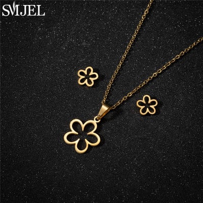 Auksiniai nerūdijančio plieno papuošalų rinkiniai moterims 2022 m. mados papuošalai Koala Daisy Hummingbird karoliai Kryžiaus paprasti auskarai Brinco