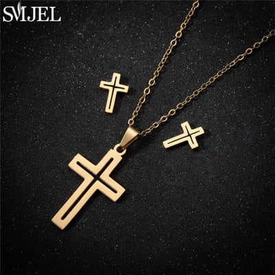 Auksiniai nerūdijančio plieno papuošalų rinkiniai moterims 2022 m. mados papuošalai Koala Daisy Hummingbird karoliai Kryžiaus paprasti auskarai Brinco