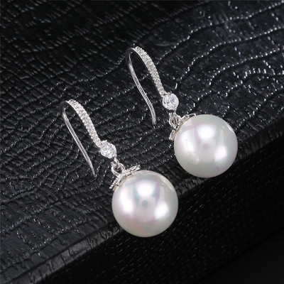 JUNZI Fashion Simulat Pearl Stud Cercei Set Colier Charm Zircon Bijuterii pentru femei de culoare argintie Mireasa Accesorii de nunta