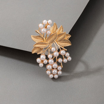 Tocona Луксозен перлен камък Големи цветя Съвместен пръстен за жени 2022 Нов златен цвят сплав Метални листа Парти бижута Anillo 17883