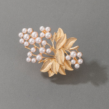 Tocona Луксозен перлен камък Големи цветя Съвместен пръстен за жени 2022 Нов златен цвят сплав Метални листа Парти бижута Anillo 17883