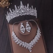Seturi de bijuterii de mireasă în cristal baroc pentru femei, diademe, cercei, coliere, coroană de nuntă, colier, seturi de bijuterii Dubai