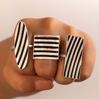 Tocona Νέα μοντέρνα σετ δαχτυλιδιών αρμών σε ασημί χρώμα Γεωμετρία για γυναίκες Ανδρικά Αξεσουάρ κοσμημάτων με λάδι που στάζουν кольца 3 τμχ/σετ γ