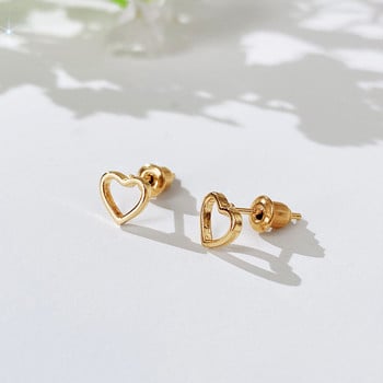 Huitan Minimalist Heart Stud σκουλαρίκια για κορίτσια Διαθέσιμα 3 μεταλλικά χρώματα Απλά κομψά γυναικεία σκουλαρίκια Ευέλικτο κοσμήματα μόδας