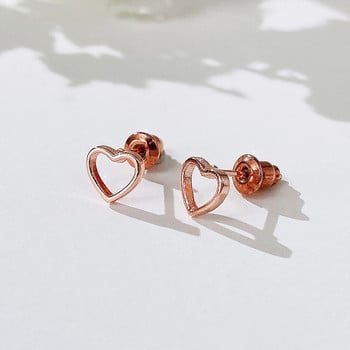 Huitan Minimalist Heart Stud σκουλαρίκια για κορίτσια Διαθέσιμα 3 μεταλλικά χρώματα Απλά κομψά γυναικεία σκουλαρίκια Ευέλικτο κοσμήματα μόδας