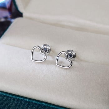 Huitan Minimalist Heart Stud σκουλαρίκια για κορίτσια Διαθέσιμα 3 μεταλλικά χρώματα Απλά κομψά γυναικεία σκουλαρίκια Ευέλικτο κοσμήματα μόδας