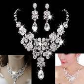 Nunta Mireasa Formal Petrecere Bal Bijuterii Cristal Strass Colier Set Cercei