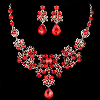 Nunta Mireasa Formal Petrecere Bal Bijuterii Cristal Strass Colier Set Cercei