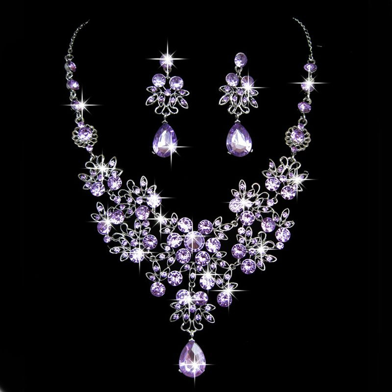 Nunta Mireasa Formal Petrecere Bal Bijuterii Cristal Strass Colier Set Cercei