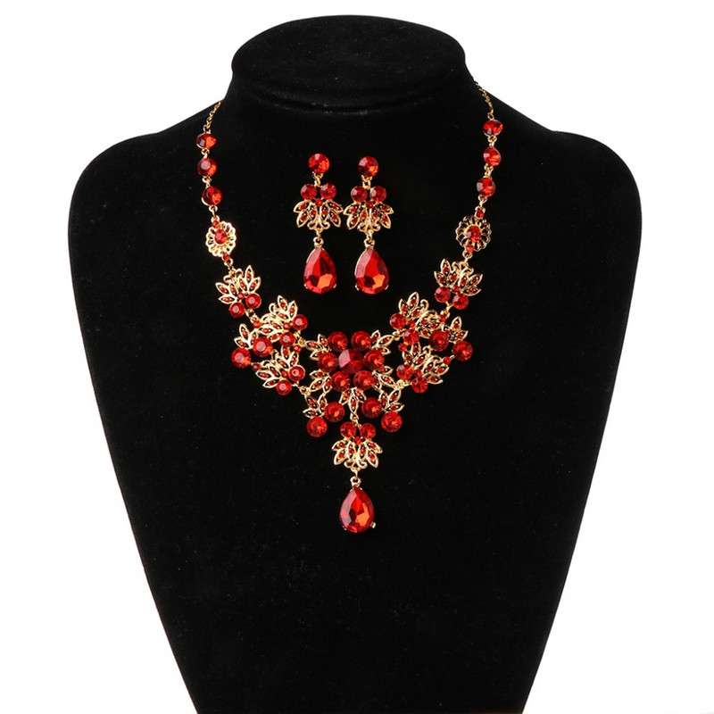 Nunta Mireasa Formal Petrecere Bal Bijuterii Cristal Strass Colier Set Cercei