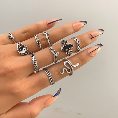 HI MAN 5 bucăți/set inel ajustabil cu deschidere de șarpe cu temperament european pentru femei, accesorii de bijuterii pentru banchet