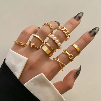 Μόδα Σετ Κοσμήματα Δαχτυλίδια Χρυσό Χρώμα Κοίλο Στρογγυλό Ανοιγόμενο Γυναικείο Δαχτυλίδι Δαχτυλίδι για Γυναικεία Δώρα Γάμου