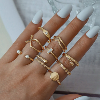 Μόδα Σετ Κοσμήματα Δαχτυλίδια Χρυσό Χρώμα Κοίλο Στρογγυλό Ανοιγόμενο Γυναικείο Δαχτυλίδι Δαχτυλίδι για Γυναικεία Δώρα Γάμου