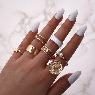 Μόδα Σετ Κοσμήματα Δαχτυλίδια Χρυσό Χρώμα Κοίλο Στρογγυλό Ανοιγόμενο Γυναικείο Δαχτυλίδι Δαχτυλίδι για Γυναικεία Δώρα Γάμου