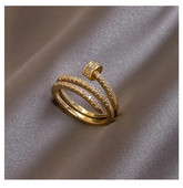 Coreea de noi bijuterii de modă rafinat inel cu zircon AAA placat cu aur real de 14K. Deschidere elegantă pentru femei, cadou de nuntă ajustabil