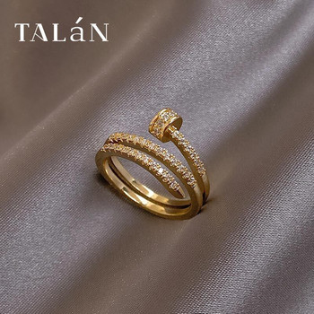 Κορέα Νέα κοσμήματα μόδας Εξαιρετικό 14 καρατίων με πραγματικό επιχρυσωμένο δαχτυλίδι ζιργκόν ΑΑΑ Κομψό γυναικείο ρυθμιζόμενο δώρο για το άνοιγμα