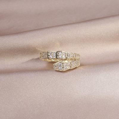 Coreea de noi bijuterii de modă rafinat inel cu zircon AAA placat cu aur real de 14K. Deschidere elegantă pentru femei, cadou de nuntă ajustabil